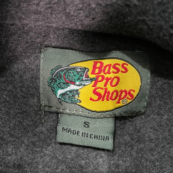 Bass Pro Shops Gray Logo Fleece Size S Mid Zip - Picture 3 of 6